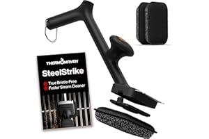 ThermoMaven BBQ Grill Brush Bristle Free - 17" Safe Steam Grill Cleaner Brush with Scraper and 3 Brush Heads for Porcelain/Ga