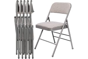 susici 6 Pack Padded Folding Chairs with Cushion Seat, Fabric Dining Chair Set Indoor Outdoor Stackable Portable Folding Chairs with Steel Frame for Home Office Events Wedding Party,Grey