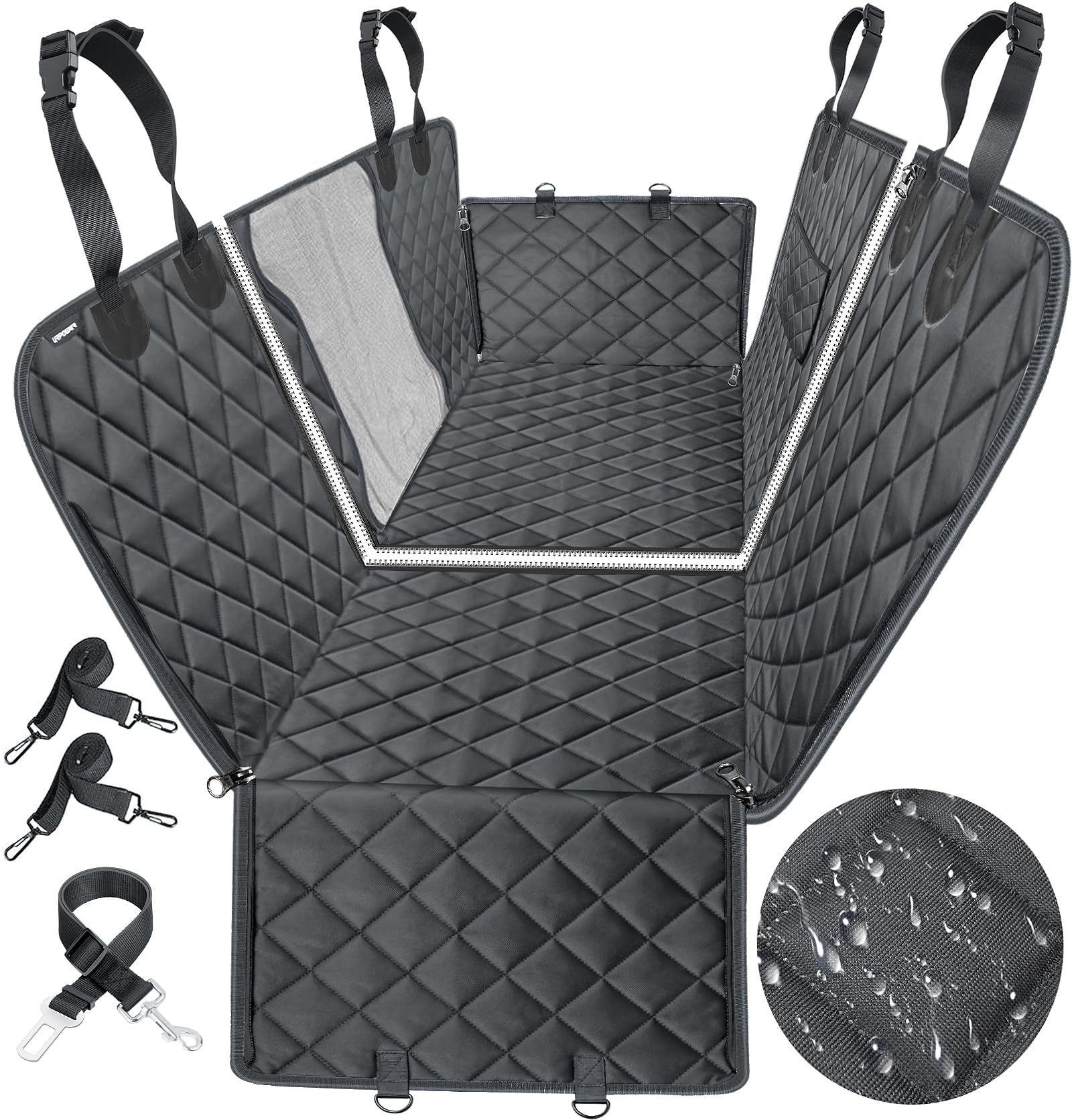 URPOWER 6-in-1 Dog Car Seat Cover for Back Seat, Waterproof Dog Car ...