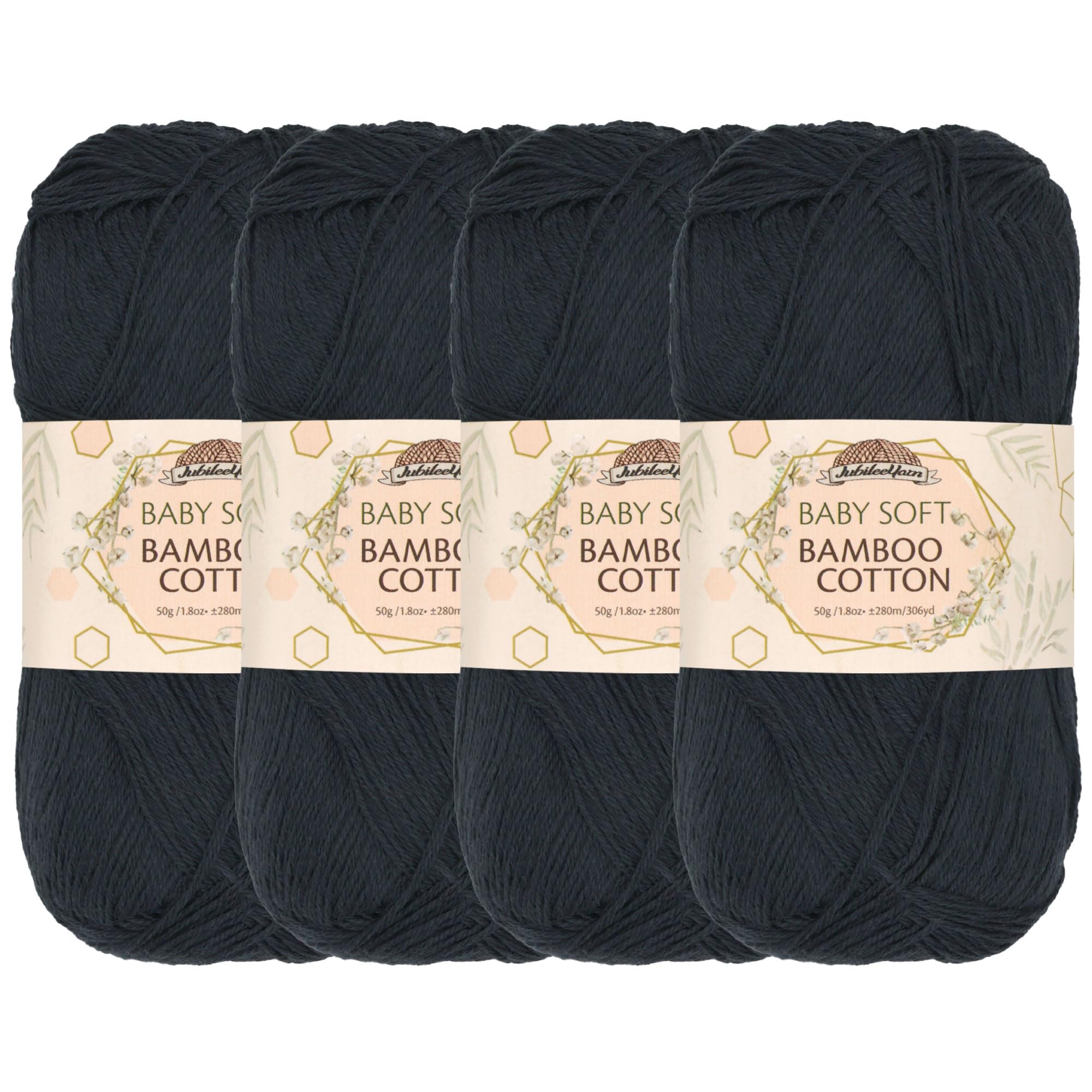 JubileeYarn Baby Soft Bamboo Cotton Yarn - 50g/Skein - Deep Grey - 4 Skeins — image 1