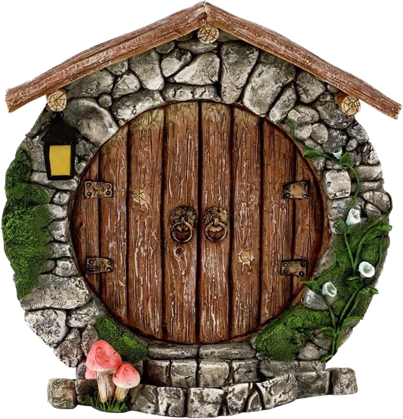 SquarezhenBo Fairy Garden Doors and Windows for Trees Miniature Fairy Gnome, Statues Wall and Trees Outdoor Wooden Doors and Windows in The Yard Garden Statues Outdoor Statues and Sculptures