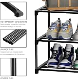Flosvotals 3 Tier Shoe Rack Space Saving Metal Storage Organizer Black XJ123 view 6
