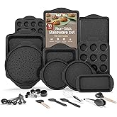 BAKKENMASTER 18-Piece Kitchen Oven Baking Set: Nonstick Gray Marble Coating, Carbon Steel Bakeware, Silicone Handles, Dishwasher Safe, Professional Quality, PFOA-Free