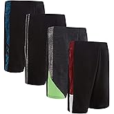 Power Forward 4 Pack: Boys Youth Athletic Active Performance Sports Workout Basketball Lightweight Gym Shorts