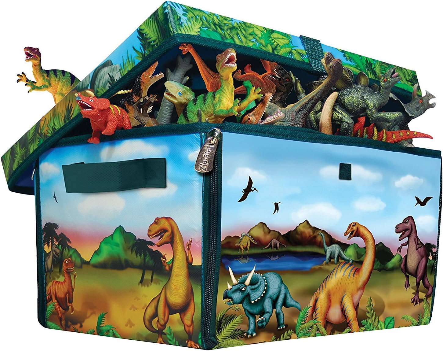 Original - 1 Pack - ZipBin 160 Dinosaur Collector Toy Box & Play set w/2 Dinosaurs