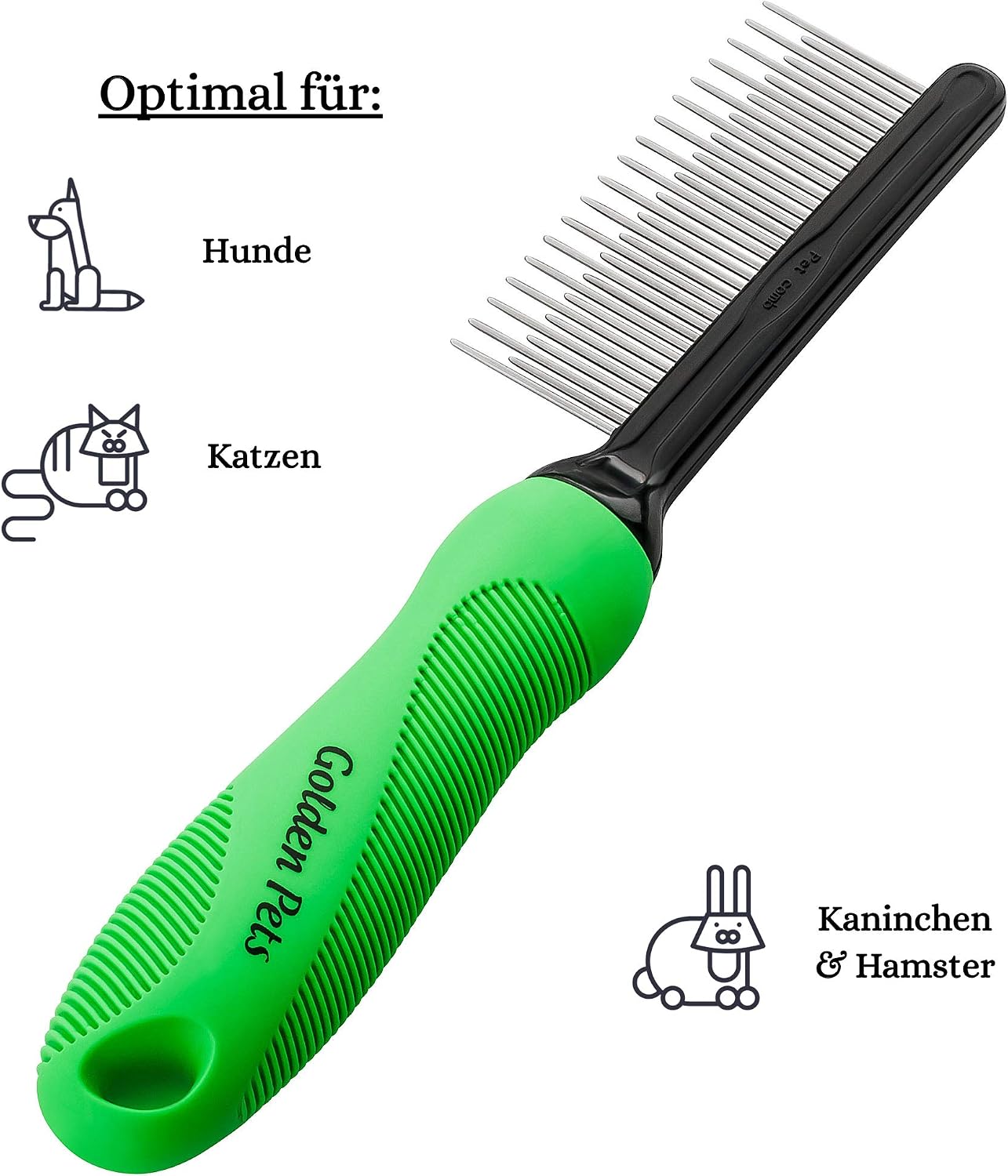 Golden Pets Fur Detangler Comb I Dog & Cat Brush Medium to Long Hair I Small - Large Animals I Easy to Clean I + Care Manual - Image 5