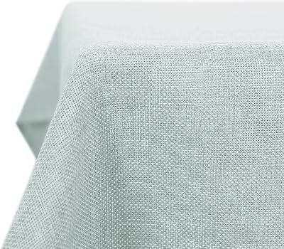 Deconovo Solid Faux Linen Spill Resistant Table Cover 51x87in Light Blue