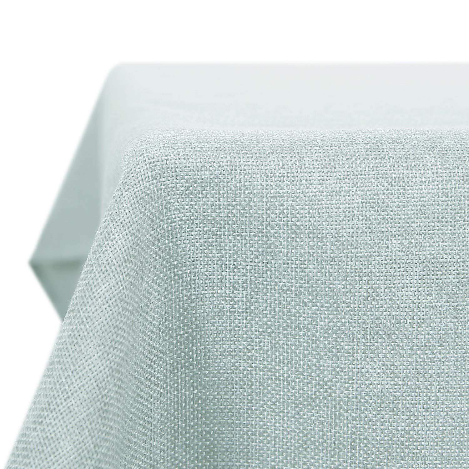 Deconovo Large Faux Linen Decorative Water Resistant Table Cover Outside Rectangular Table Cloth for Party Dining 59x95in(150x240cm) Light Blue
