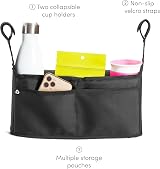Munchkin Pram Organiser Pushchair Organizer with 2 Cup Holders Black view 2