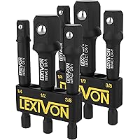 LEXIVON [2-Pack] Impact Grade Socket Adapter Set, 3" Extension Bit with Holder | 3-Piece 1/4", 3/8", and 1/2" Drive, Adapt Yo