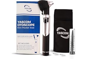 YASCOM Otoscope Professional Diagnostic Ear Otoscope with Light Pocket Size Ear Infection Checker with 10x Specula & Case, Ear Otoscope for Doctors, Nurses, & Students