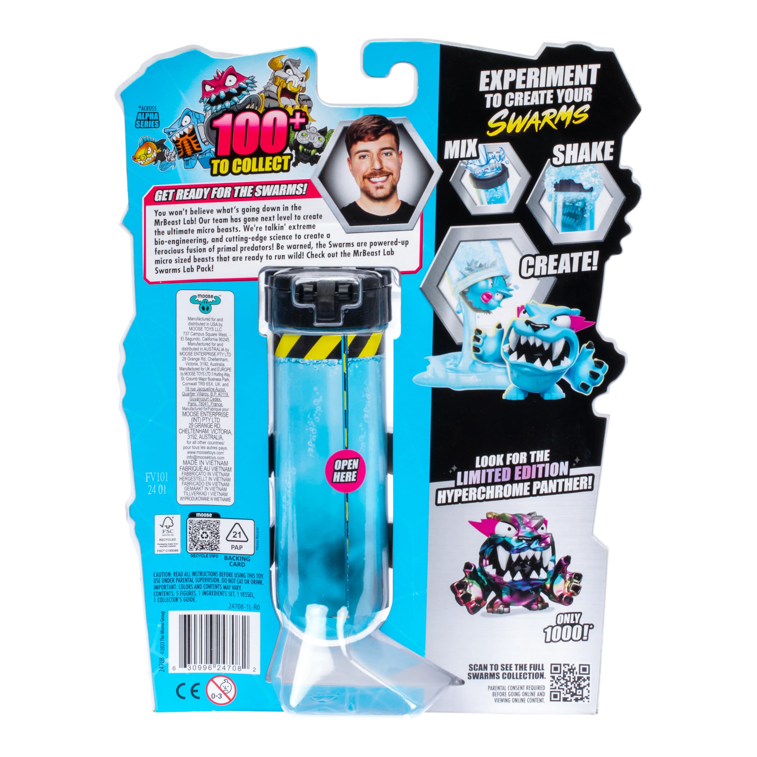 MrBeast Lab Swarms Lab Pack, Experiment by Adding Water, Shaking Test Tube & Revealing 5 PK of 1
