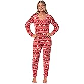 INTIMO Peanuts Women's Snoopy Ugly Sweater Design Adult One Piece Footless Pajama Loungewear Sleeper Union Suit