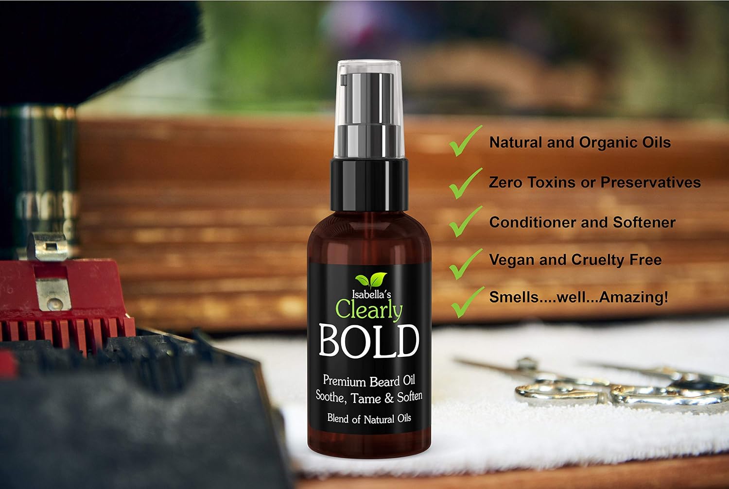 Clearly BOLD, Natural Beard Grooming Oil for Men | Tame, Soften, Thicken, Soothe Itchy Skin | Natural and Essential Oils of Jojoba, Castor, Tea Tree, Vanilla, Fir | Vegan, Cruelty Free, Made in USA - Image 3