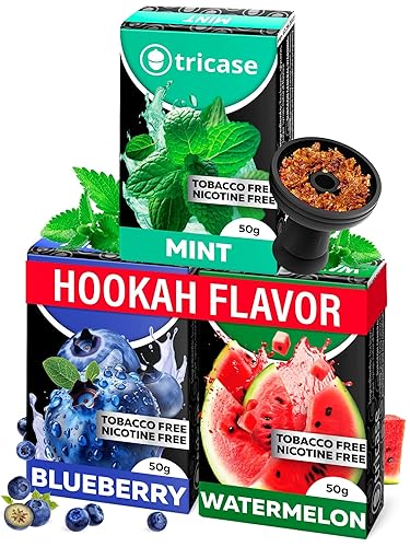 3 pcs Tobacco Free Shisha Hookah Favors Bundle 1.7 oz Each - Blueberry,  Watermelon, Mint Hookah Shisha - Hooka Flavors Nicotine Free made from Tea  Leaves with Organic Hooka Flavors in Saudi Arabia