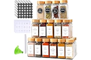Spice Jars, Spice Jars With Labels-4oz 24pcs, Spice Containers With Bamboo Lids, Seasoning Containers With White Printed Spic