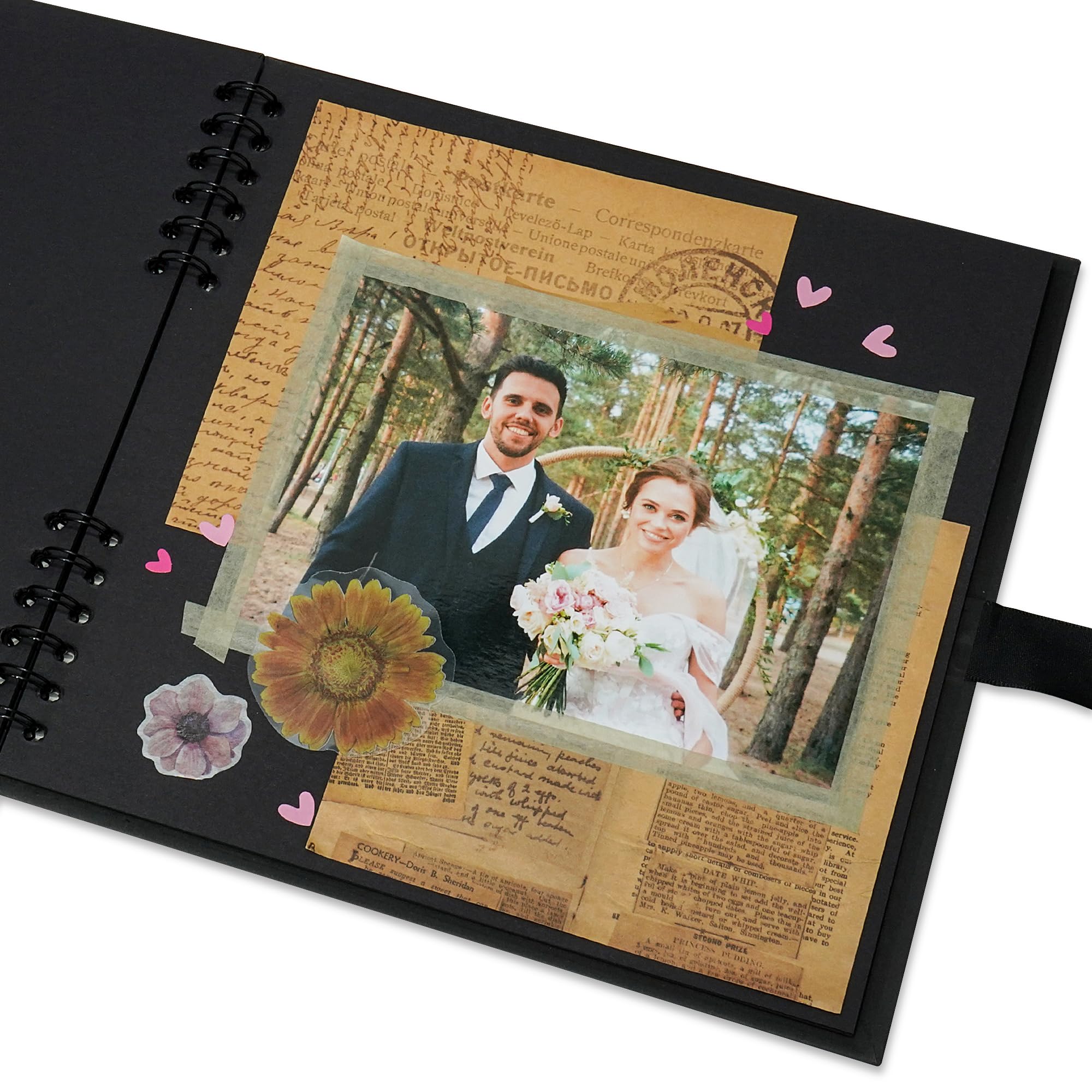 Vienrose 8x8 Inch Scrapbook Album, Small Photo Album DIY Scrapbook Black Thick Kraft Paper Memory Book, Scrap Book Photo Albums for Couple Baby Wedding Family