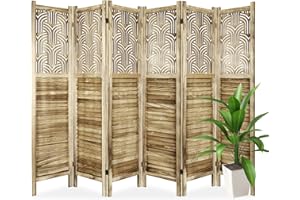 ECOMEX Cutout Room Divider,6 Panel Freestanding Room Divider Screen,Folding Privacy Wall Screen Room Divider for Home Office Bedroom, Brown