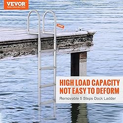 VEVOR Removable Dock Ladder 5 Steps, 500Lbs Load