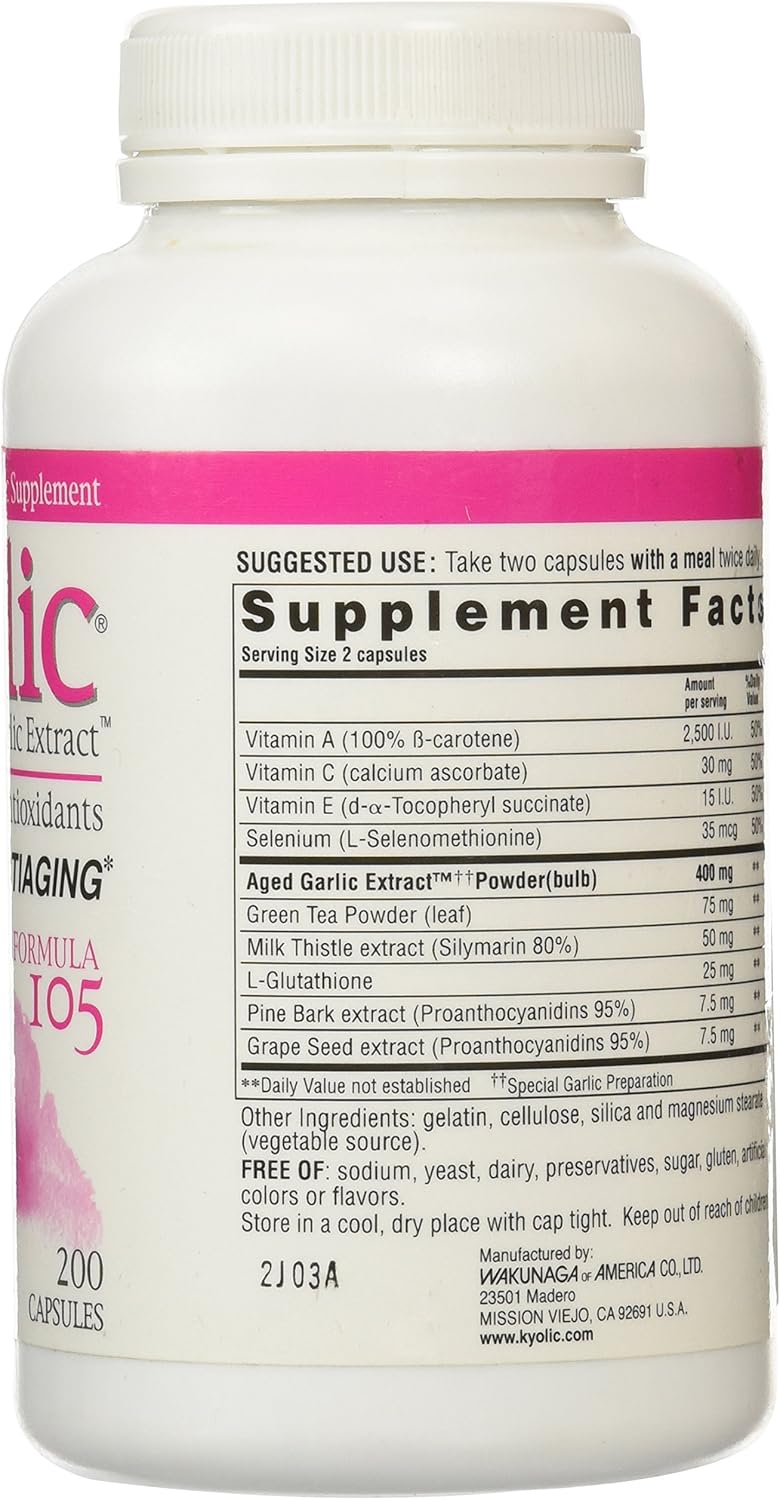 Kyolic Formula 105 Aged Garlic Extract Detox and Anti-Aging (100-Capsules): Health & Personal Care