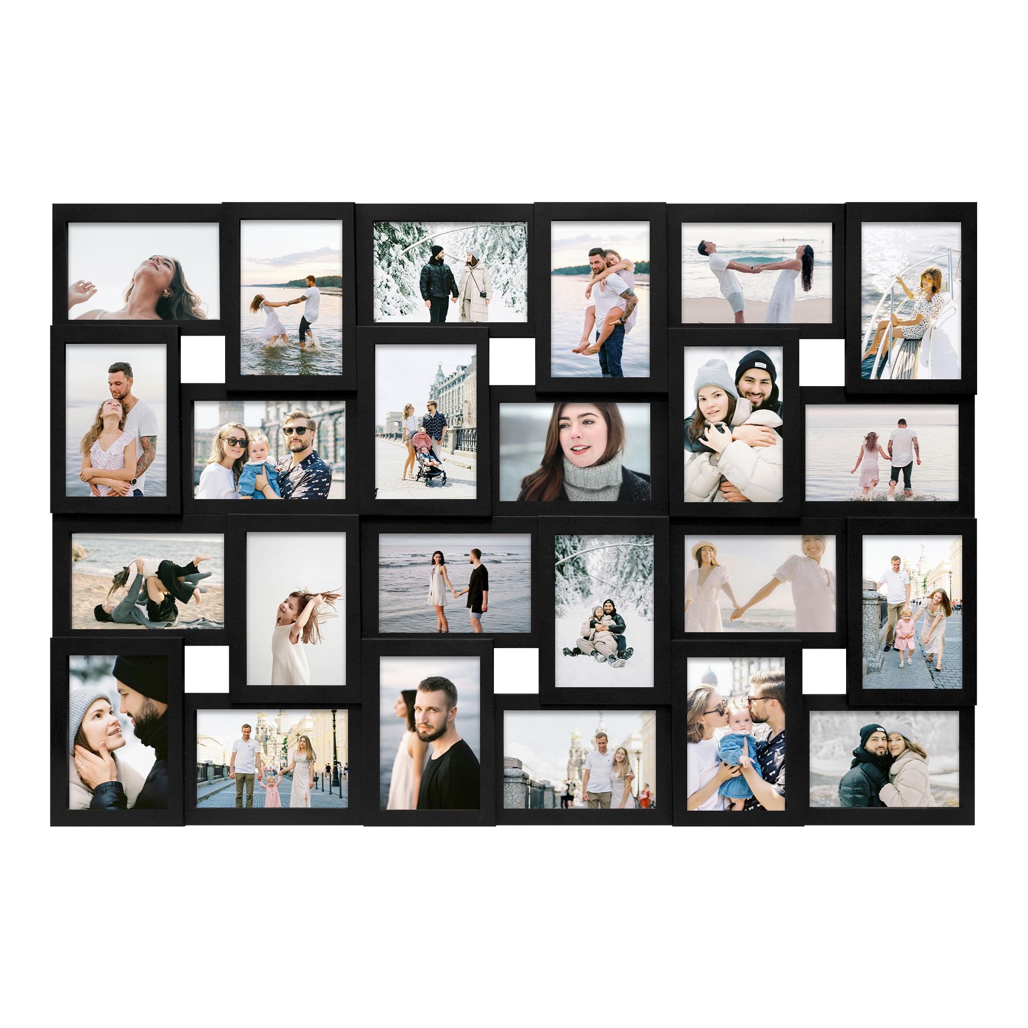 Photo 1 of **BEND DAMAGE**Jerry & Maggie 4×6 collage frame 24 pictures, picture frames collage wall decor, 24 slot picture frame Wall Hanging For 6×4 Photo, Black