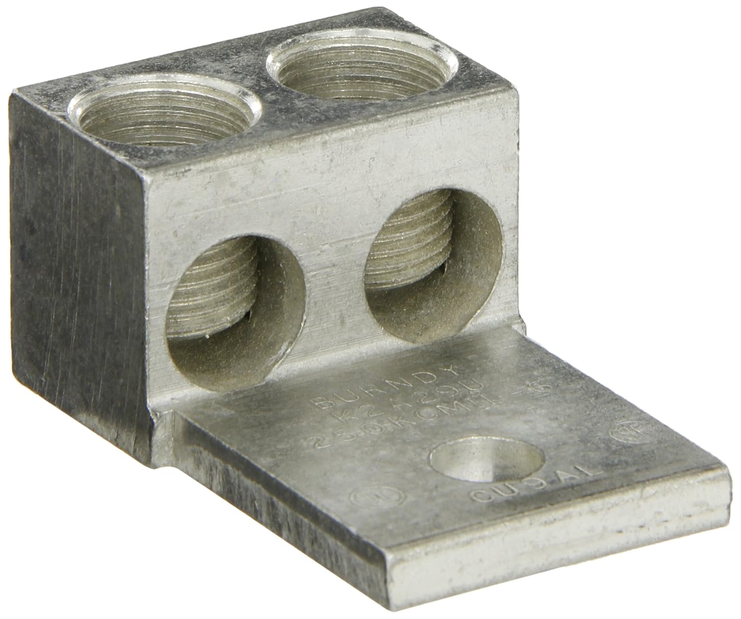 Burndy K2a29u Universal Terminal 2 Conductor Lugs 6 Str 250 Kcmil Aluminum Or Copper Wire Range 3 8 Stud Hole 1 66 Width 2 56 Length 1 Height 0 25 Thick 275lb Recommended Tightening Torque
