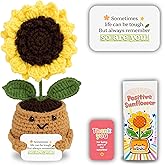 THEGIFTY Emotional Support Crochet Sunflower – Handmade Resilience Gift for Women, Friends – Life is Tough But So are You, Positive Affirmation Flower Pot for Encouragement, for Women