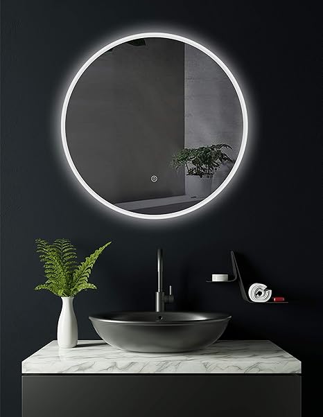 Cottbus Led Illuminated Round Bathroom Mirror 60 Cm Bathroom Mirror With Light Energy Class A Amazon Co Uk Kitchen Home