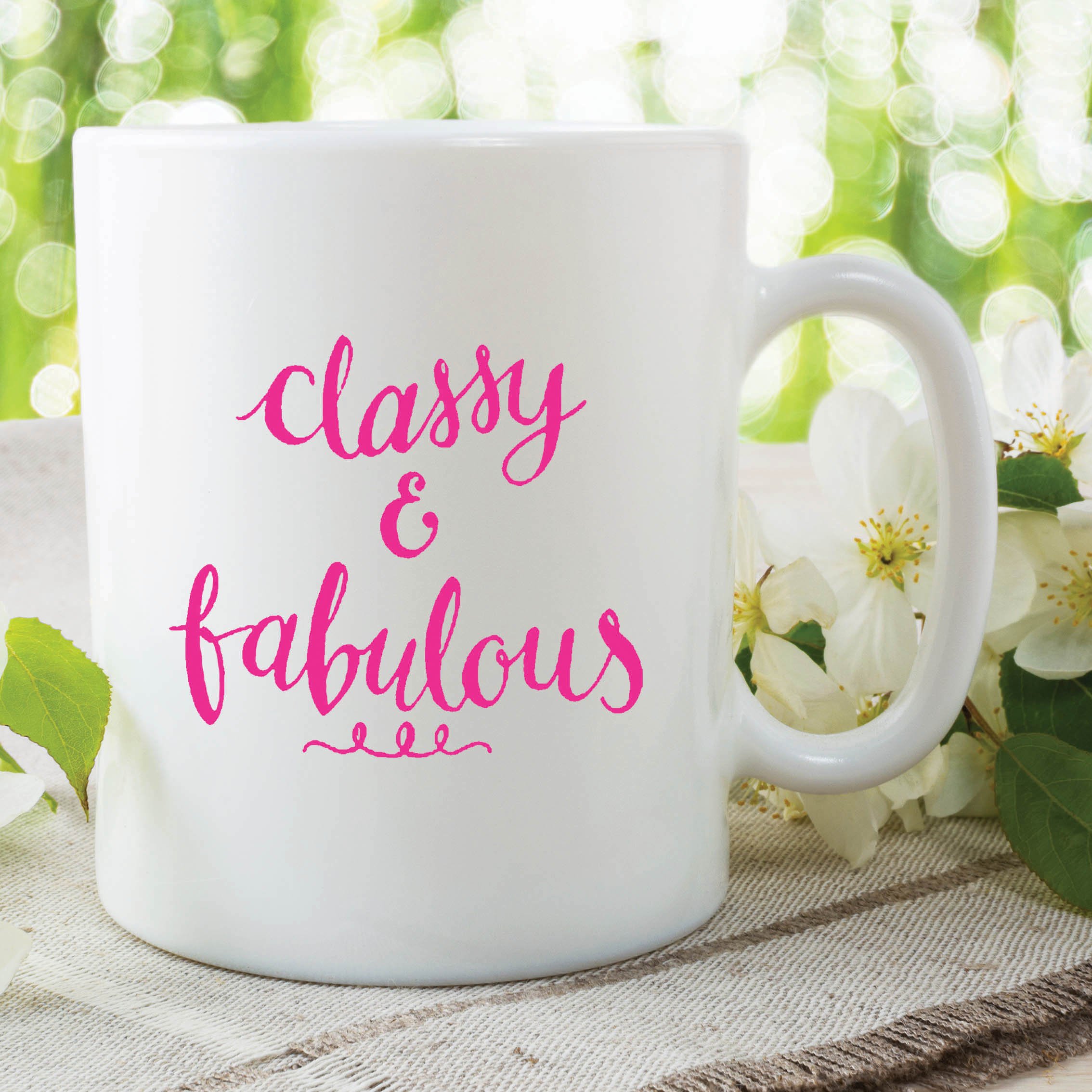 Funny Novelty Mugs Classy and Fabulous Printed Gift Present Girlfriend WSDMUG485