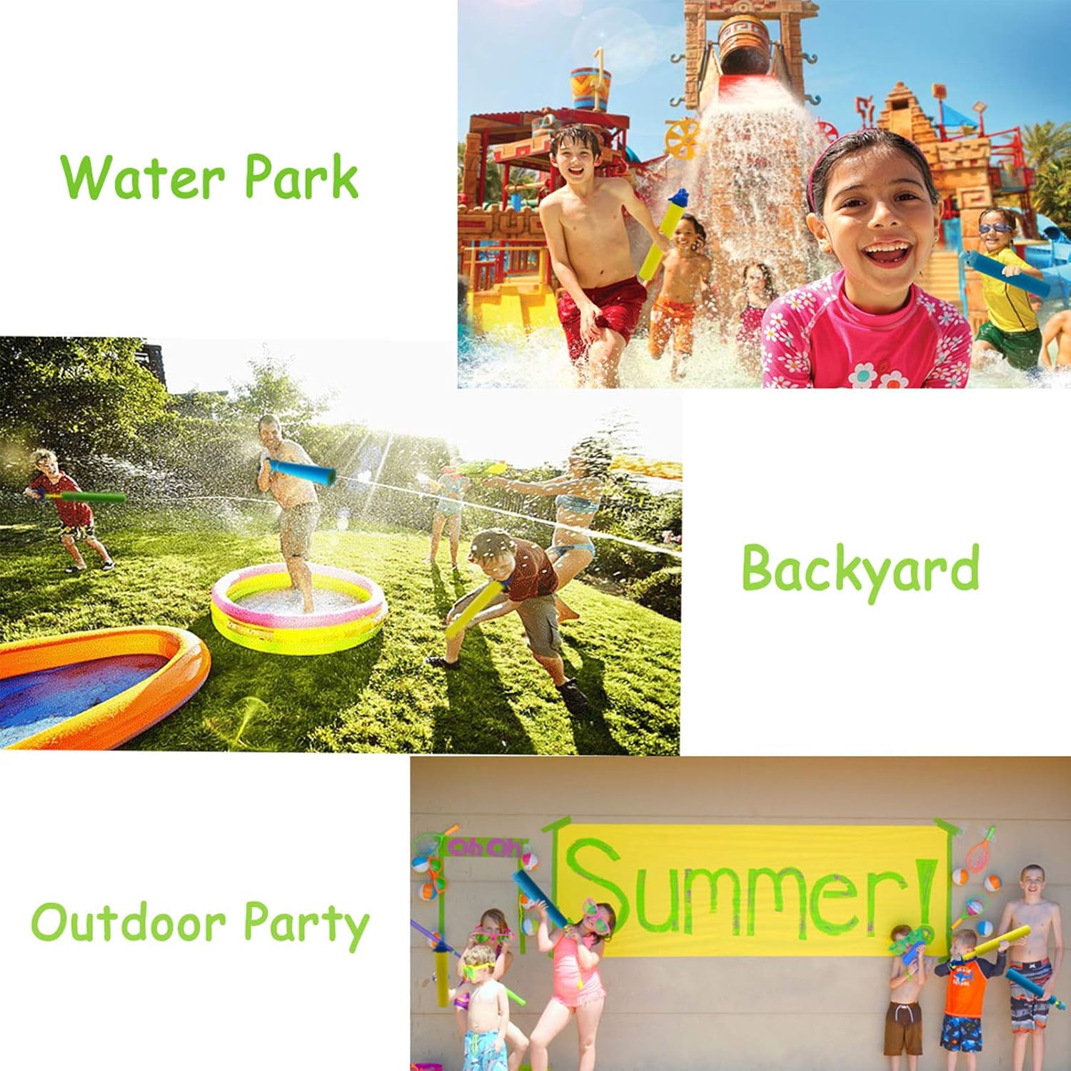 Water Guns for Kids 3 Pack Foam Water Blaster Squirt Gun Shooter Swimming Pool Pump Foam Water Soaker Super Blasters Soaker Summer Beach Toys Outdoor Swimming Pool Party Games Toys Toddlers Boys Girl: Toys & Games