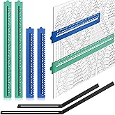 Flutesan 4 Pcs Magnetic Pattern Holder Set for Cross Stitch | 8.5 &amp; 11.75 Inch Foldable Chart Keeper Magnetic Ruler, Cross Stitch Knitting Crochet Accessories