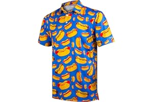 GORENZI Men's Golf Shirts Short Sleeve Moisture Wicking Print Patterns Collared Performance Polo Golf Shirts for Men Dry Fit