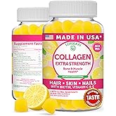 Lunakai USA Made Collagen Peptides Gummies - 200mg Non-GMO Anti-Aging Formula with Biotin, Zinc, Vitamins C & E for Hair, Skin and Nails, 60ct