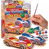 Made By Me Build & Paint Your Own Wooden Cars, DIY Wood Craft Kit, Makes 3 Functional Cars, Easy to Assemble, Arts And Crafts