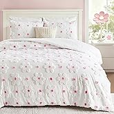 CotComf Twin Comforter Set for Girls 2 Pieces Tufted Daisies Flowers Twin Size Pink Floral Bedding Set Cute Comforter Set for Kids, Lightweight Bed Set for Kids Teen Girls Women | Twin Comforter Set, Twin Bedding Set, Tufted Daisy Design, Floral Comforter Set, Comforter for Girls, Teen Girls Bed Set