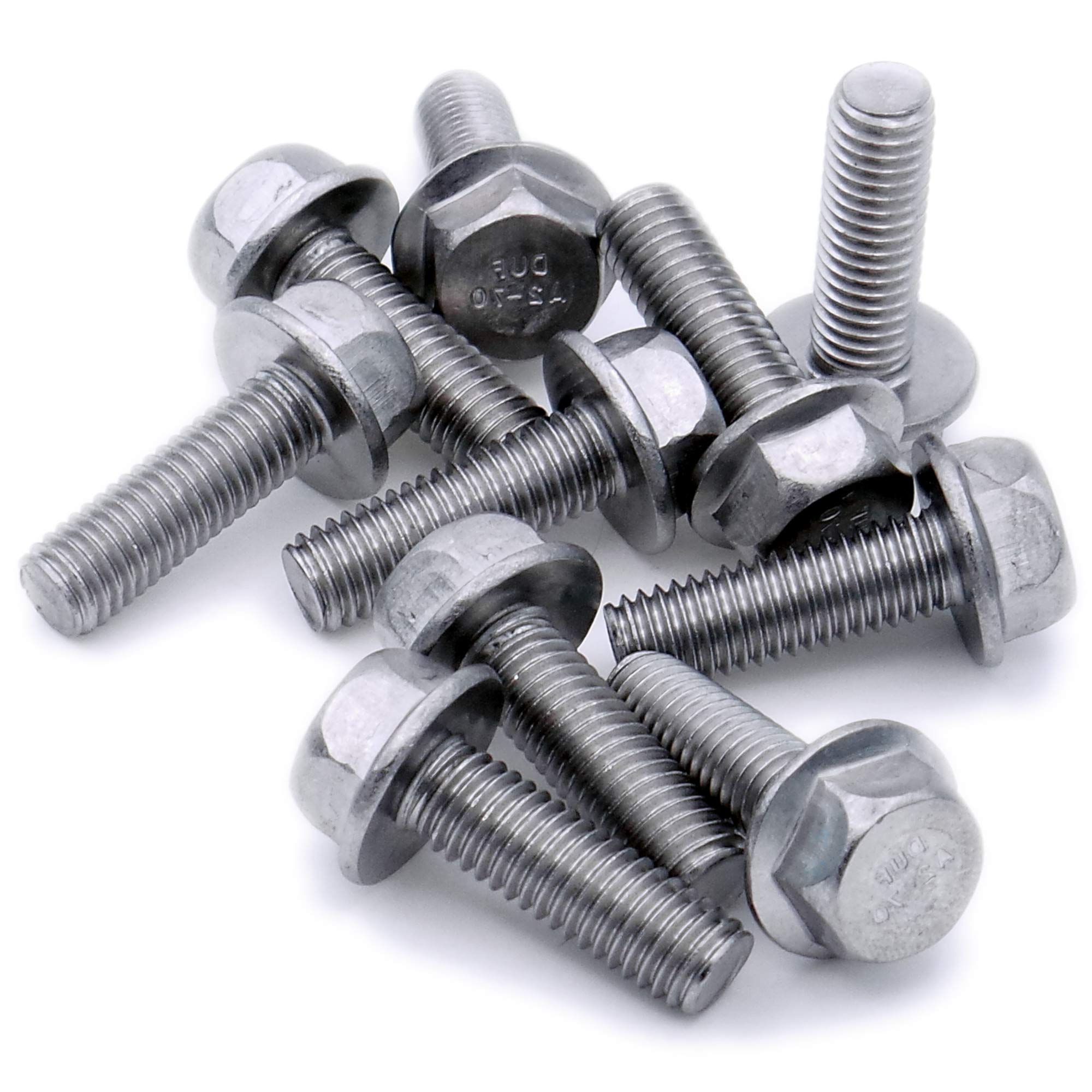 M5 (5mm x 8mm) Flanged Hex Bolt (Fully Threaded Setscrew) - Stainless Steel (A2) (Pack of 10)