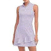 Viracy Tennis Dress for Women Sleeveless Golf Dresses with Shorts and Pockets Ruffle Zip Up Stand Collar Golf Outfits
