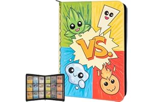 LYNX 3D Card Binder for Pokemon - Stunning 3D Raised Pk Types Design in PU Leather with Zipper - Includes 9 Pocket Pages for 360 Cards. Great Sleeve Album/TCG Holder/Trading Card Collection Book Gift.