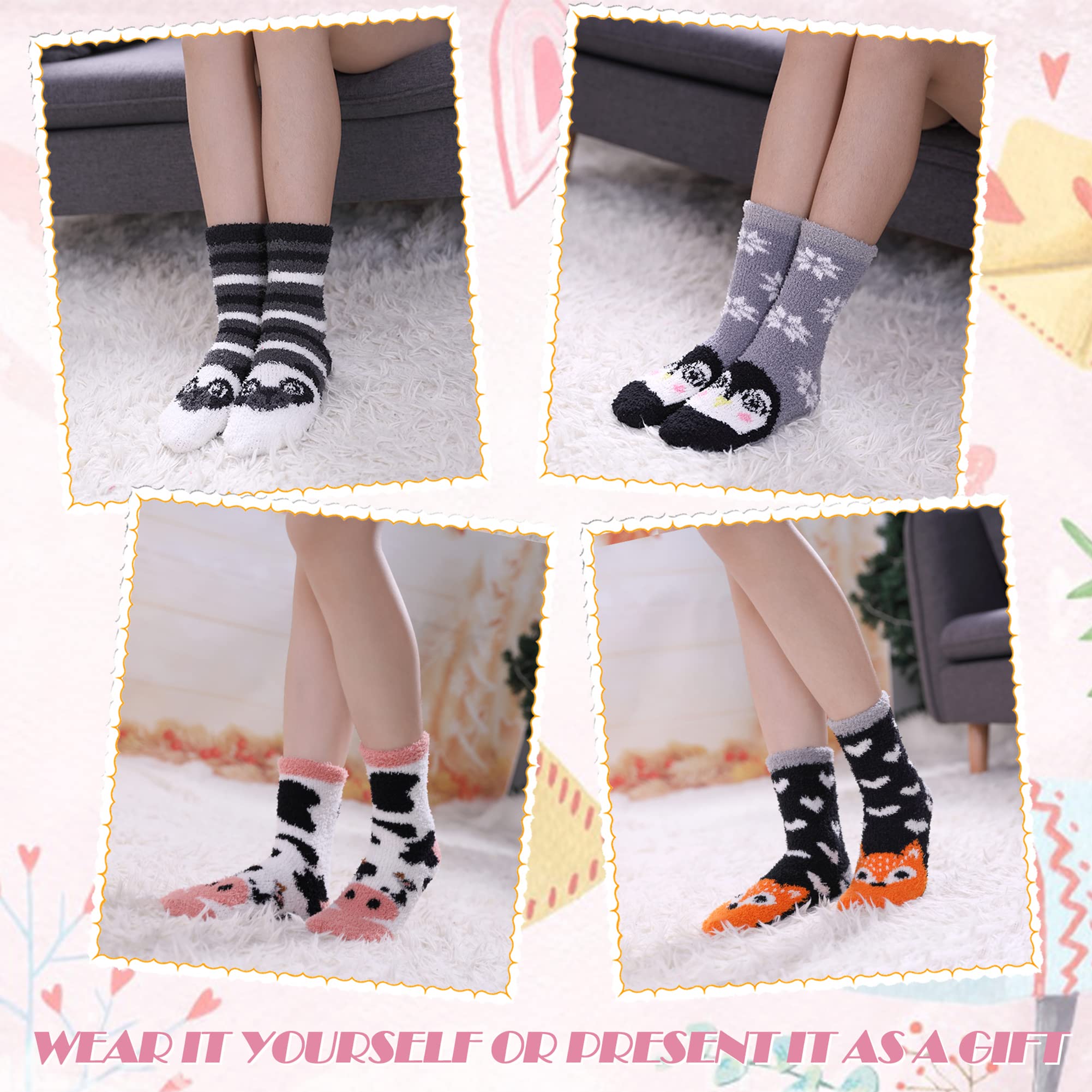 DYW Fuzzy Socks for Women Soft Cozy Fluffy Winter Warm Slipper Socks Home Sleeping Animal Socks