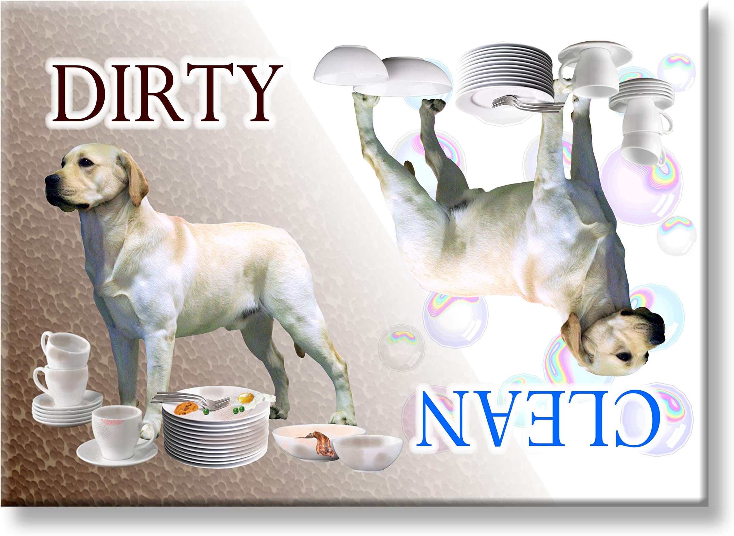 Labrador Retriever Clean Dirty Dishwasher Magnet (Yellow)