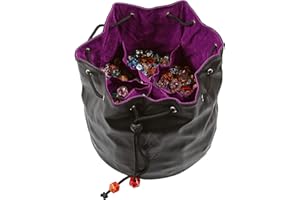 Forged Dice Co. Pouch of The Endless Hoard Dice Bag - Holds Over 1,000 Polyhedral Dice - Dice Storage Bag with 7 Pockets - Perfect for Bulk Dice - Black/Purple
