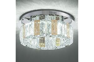 HOMLAITING 11.8” Modern Crystal Chandeliers Flush Mount Crystal Ceiling Light Fixture LED Chandeliers with Crystals Hallway Light Bedroom Chandelier for Kitchen Closet Living Room