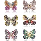 ESIW 6 PCS Multicolor Rhinestone Crystal Butterfly Brooch Pin Lapel Pin for Women