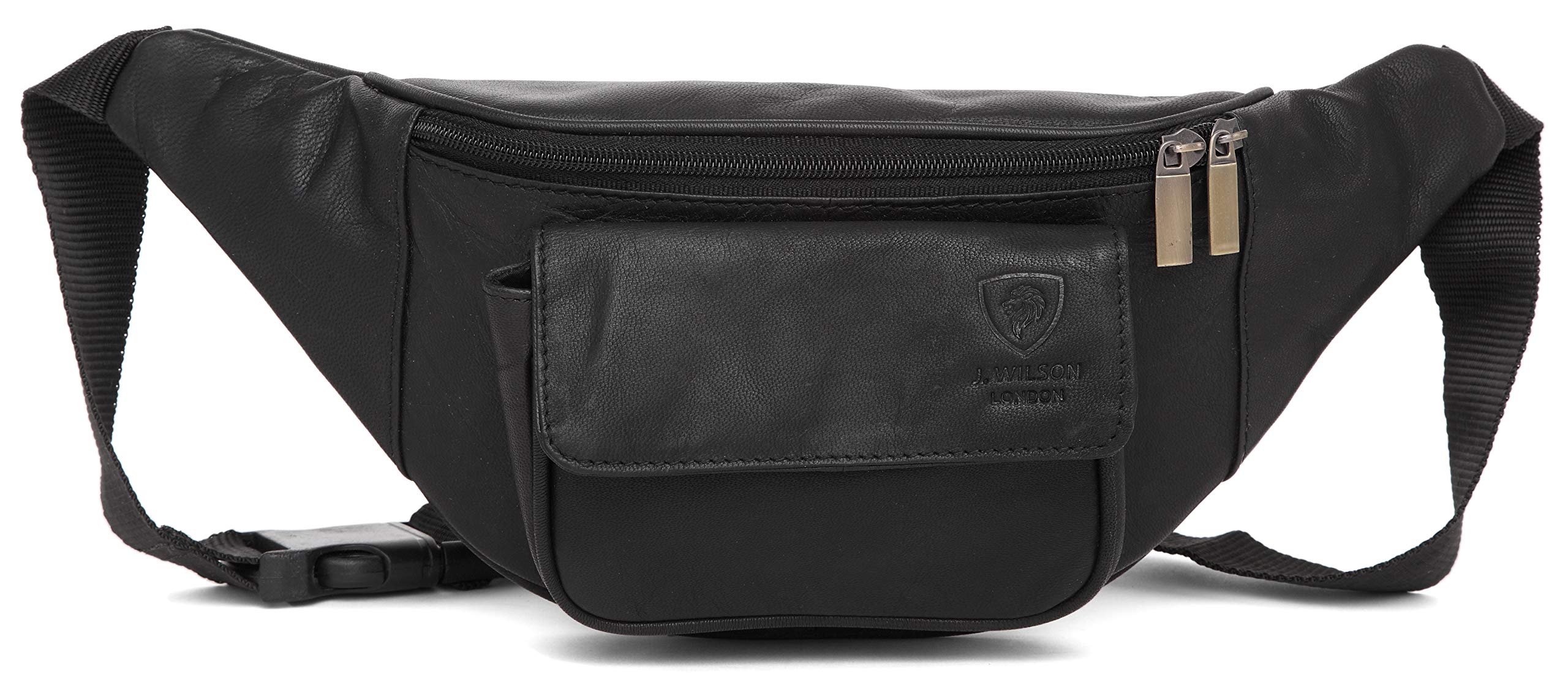 Real Distressed Leather Bum Waist Bag Travel Holiday Money Belt Pouch Change BUMBAG (Vintage Black)