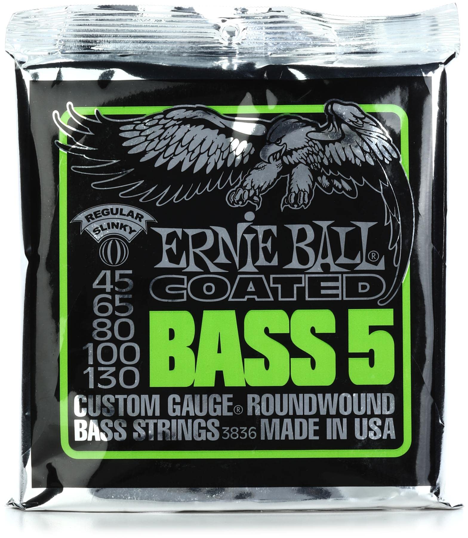 Ernie Ball 3836 45-130 Regular Slinky Coated Nickel Roundwound 5 String