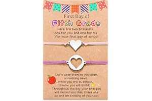 MANVEN First Day of School Bracelets for Mom and Daughter Back to school Gifts Mommy and Me Mother and Daughter Bracelets Matching Heart Wish Bracelets (Colorful)