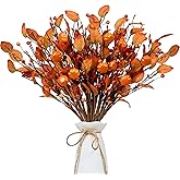 WSTPUPU Artificial Fall Picks 12PCS Fall Berry Stems 17inch Autumn Pumpkin Picks with Berry Pumpkin for Vases Centerpieces Autumn Harvest Festival and Thanksgiving Day