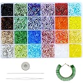 VOOMOLOVE Size 6mm Glass Bugle Tube Beads with Beading Needles About 7680pcs in Box,24 Multicolor Assortment Length 6mm Tube Beads for Jewelry Making (320pcs/Color, 24 Colors)