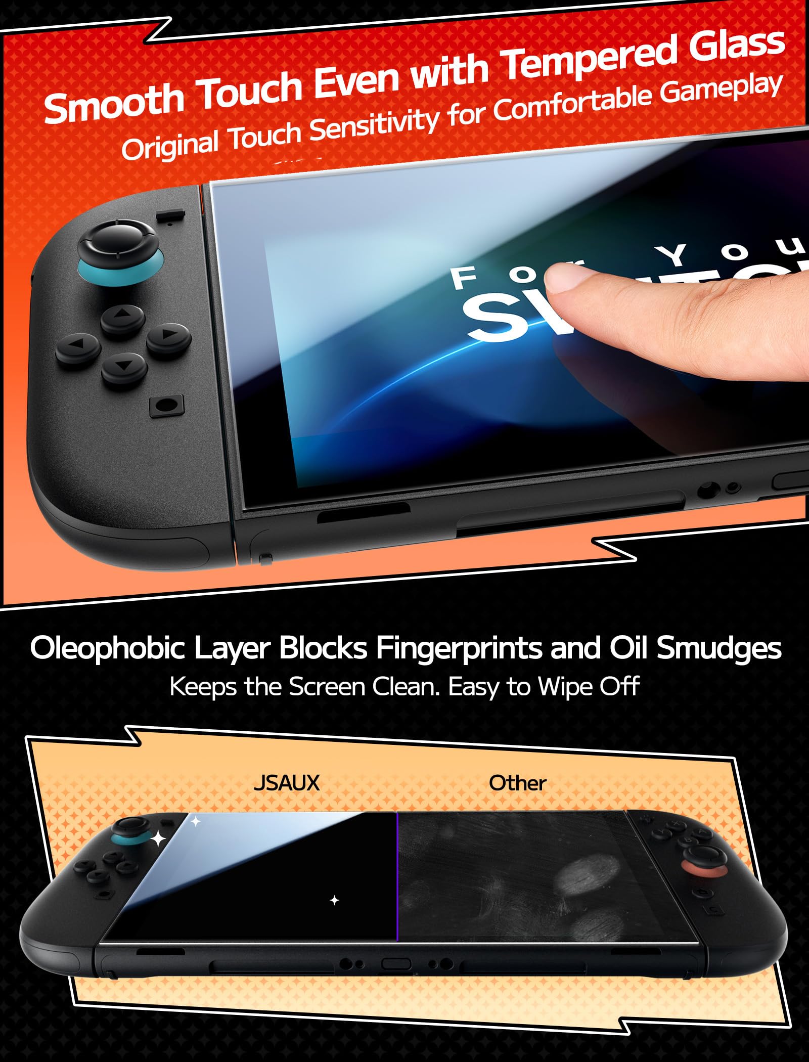 JSAUX 3er-Pack Schutz Glas für Nintendo Switch 2 (2025), Einfache Installation mit Montagerahmen, Ultra HD Displayschutzfolie mit 9H Härte, Kratzfest, Full-Screen Abdeckung, Schutz Zubehör 6