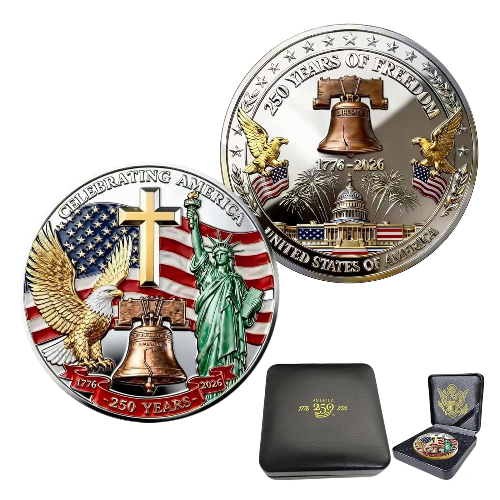 USA 250th Anniversary Commemorative Coin, American Eagle Patriotic Design, America Merchandise 250 Collectible 250 Anniversary Coin (QQ)